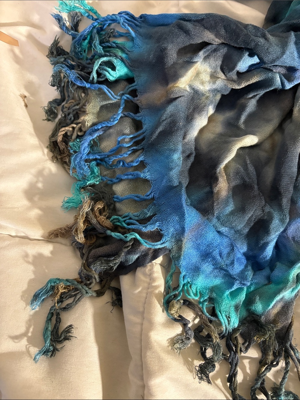 Brightly Twisted Tie Dye Fringed Shawl / Scarf - Picture 3 of 5